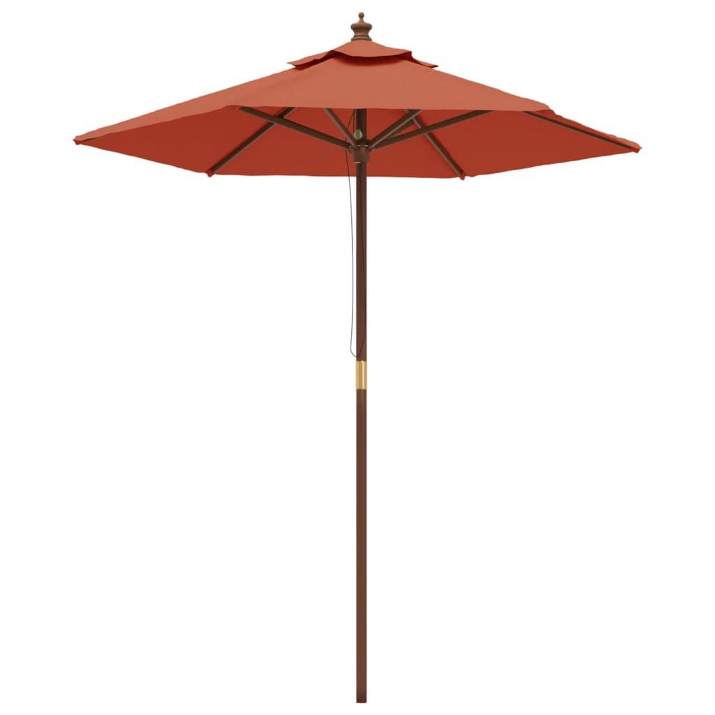 Sombrilla de jardín con poste de madera terracota 198x198x231cm
