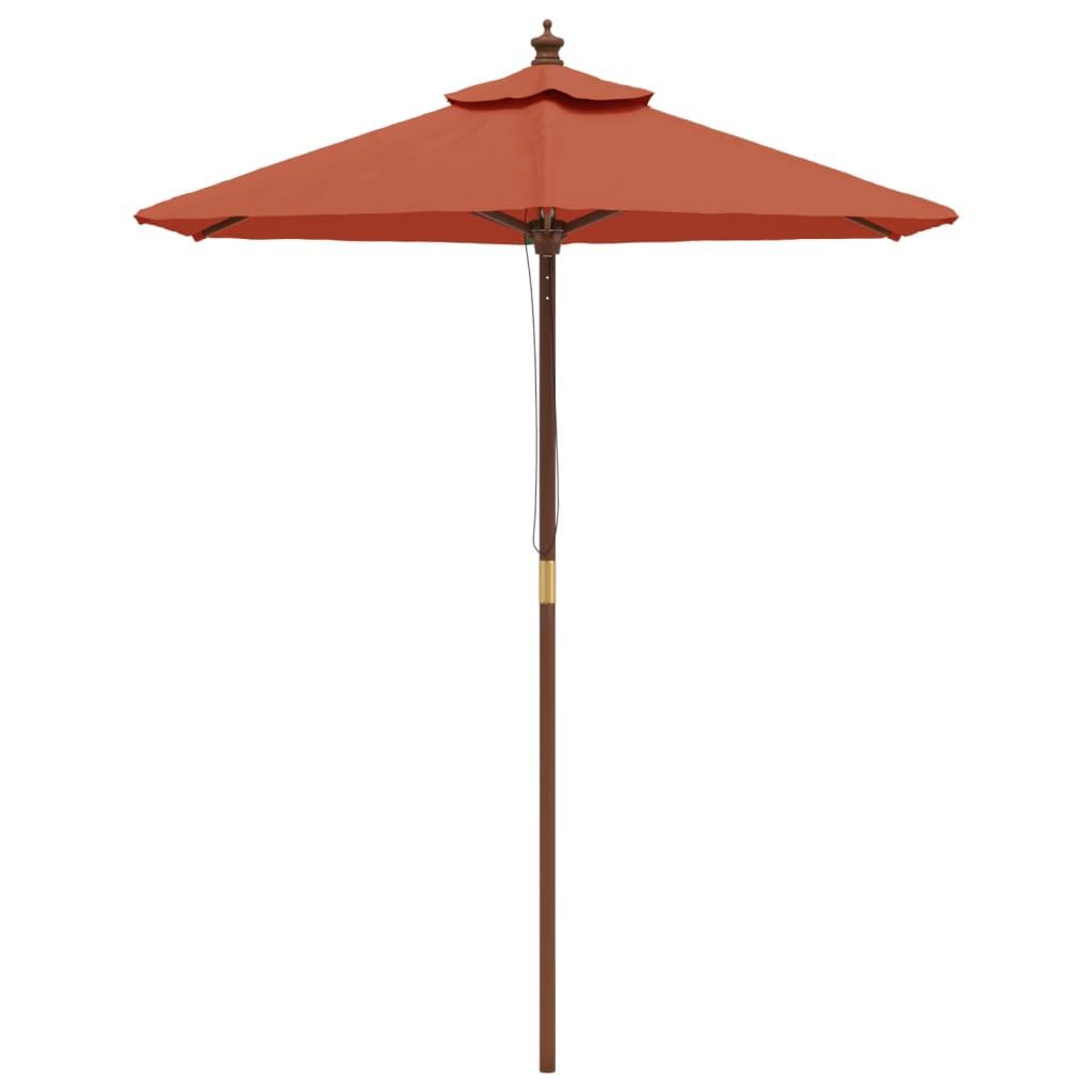 Sombrilla de jardín con poste de madera terracota 198x198x231cm