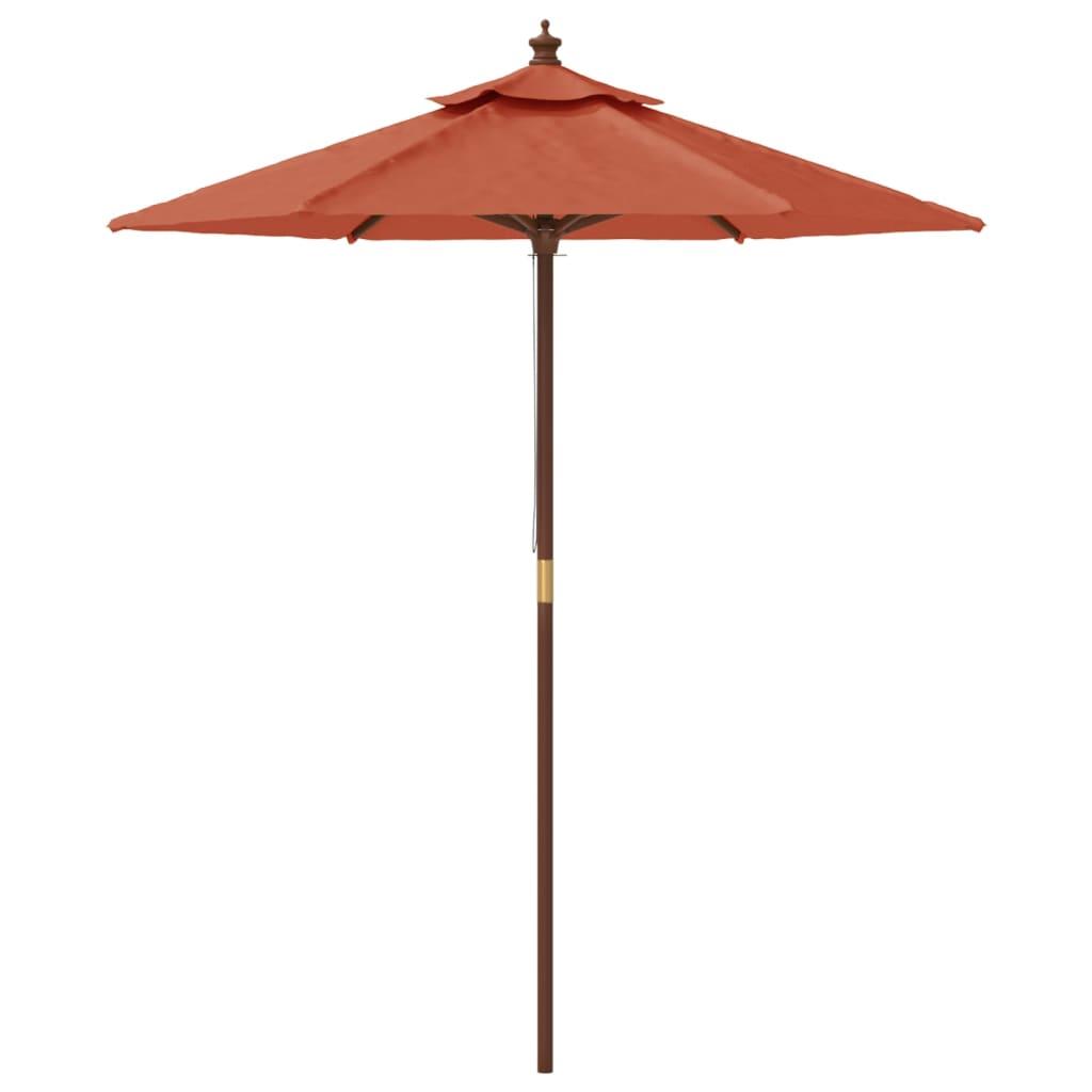 Sombrilla de jardín con poste de madera terracota 198x198x231cm