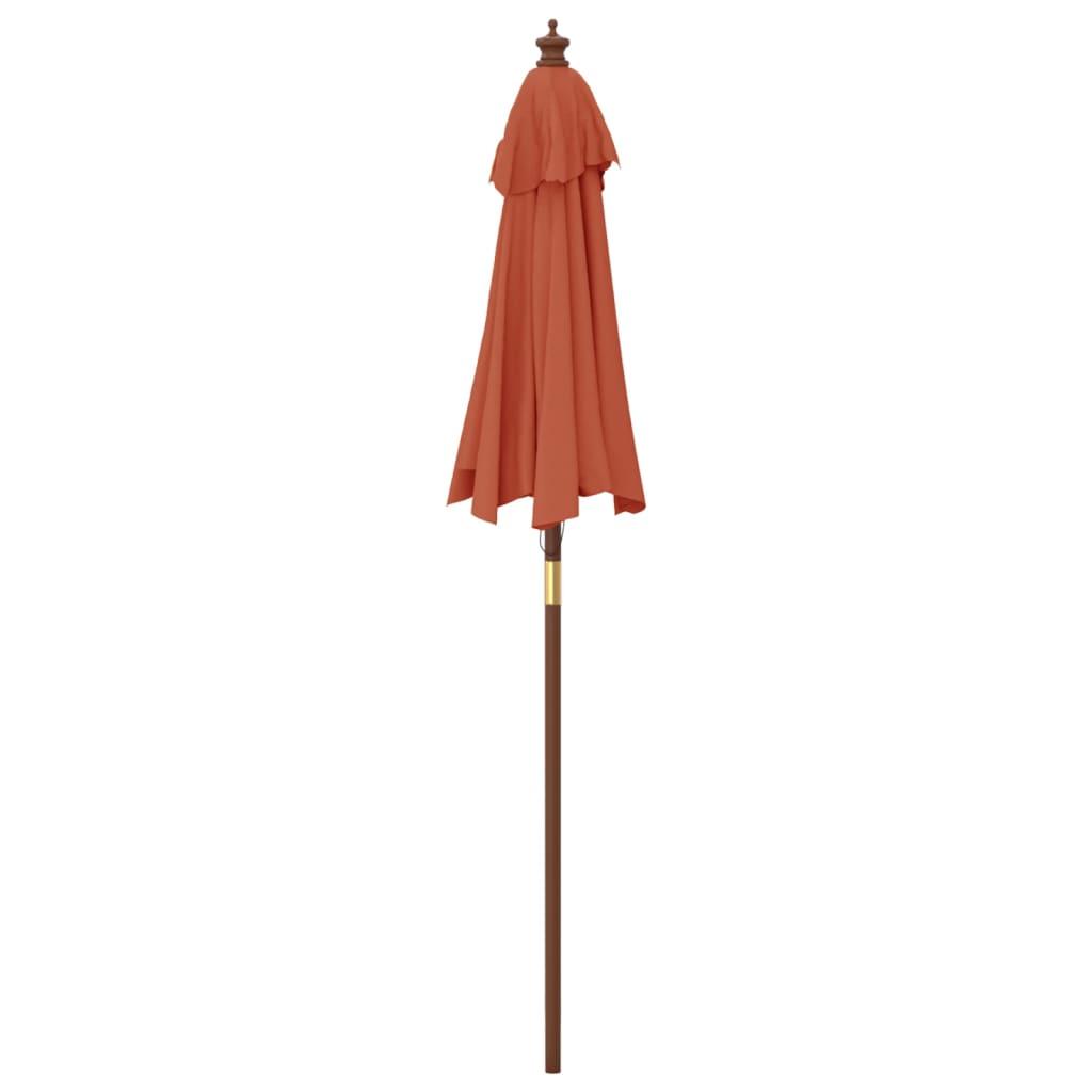 Sombrilla de jardín con poste de madera terracota 198x198x231cm