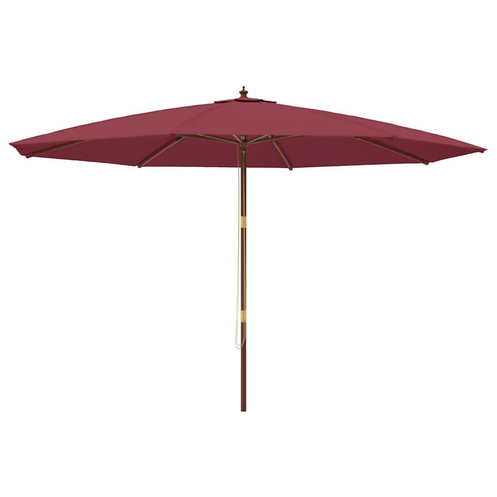 Sombrilla de jardín con poste de madera rojo burdeos 400x273 cm