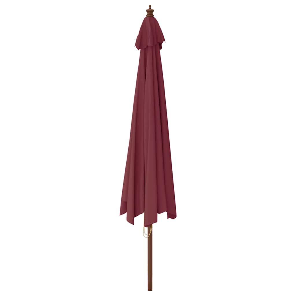 Sombrilla de jardín con poste de madera rojo burdeos 400x273 cm