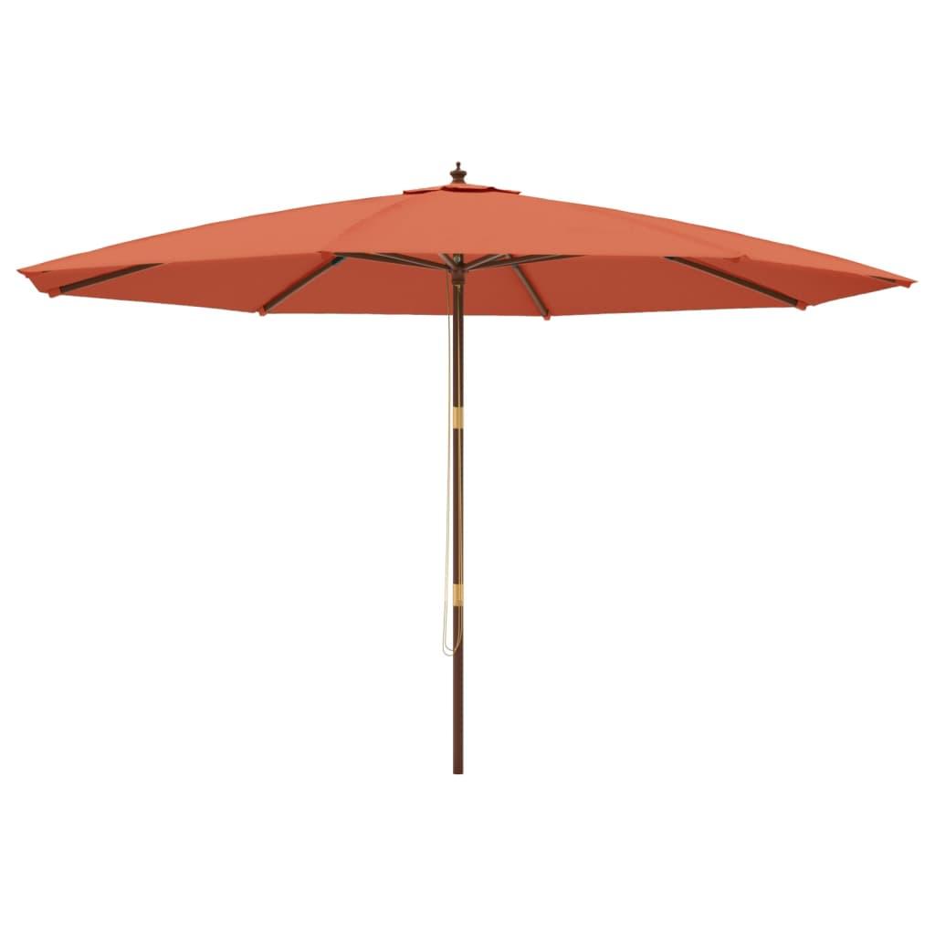 Sombrilla de jardín con poste de madera terracota 198x198x231cm