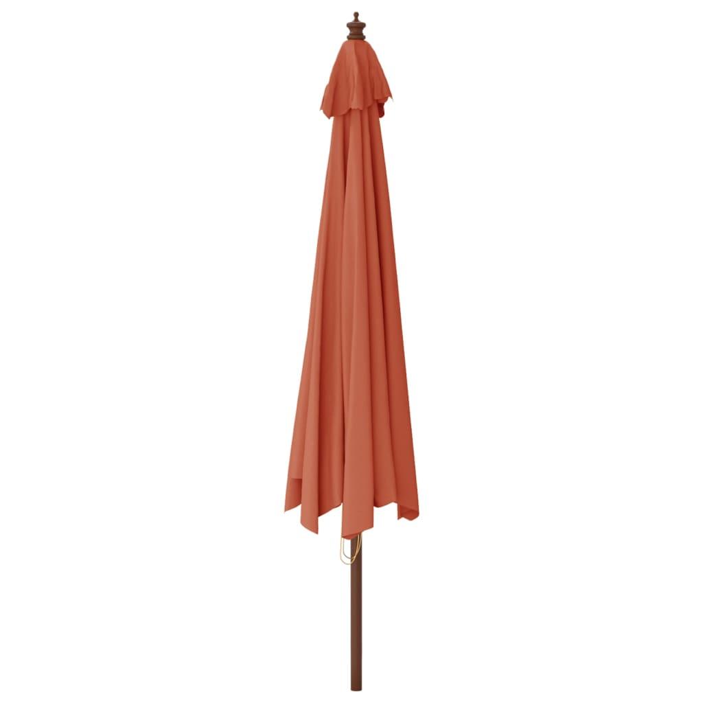 Sombrilla de jardín con poste de madera terracota 198x198x231cm
