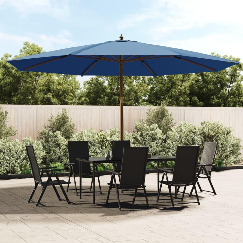 Sombrilla de jardín con poste de madera azul azure 400x273 cm