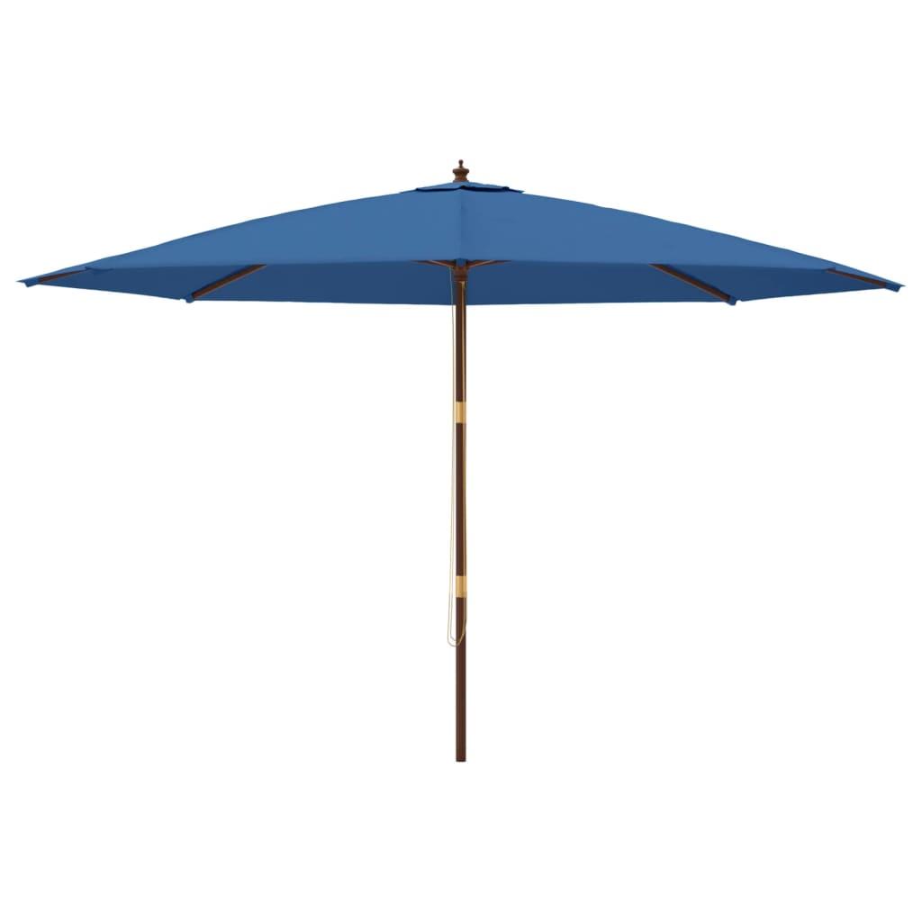 Sombrilla de jardín con poste de madera azul azure 400x273 cm