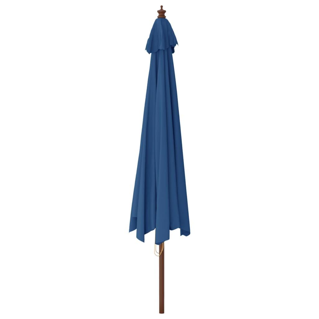 Sombrilla de jardín con poste de madera azul azure 400x273 cm