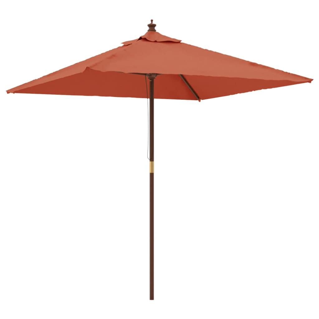 Sombrilla de jardín con poste de madera terracota 198x198x231cm