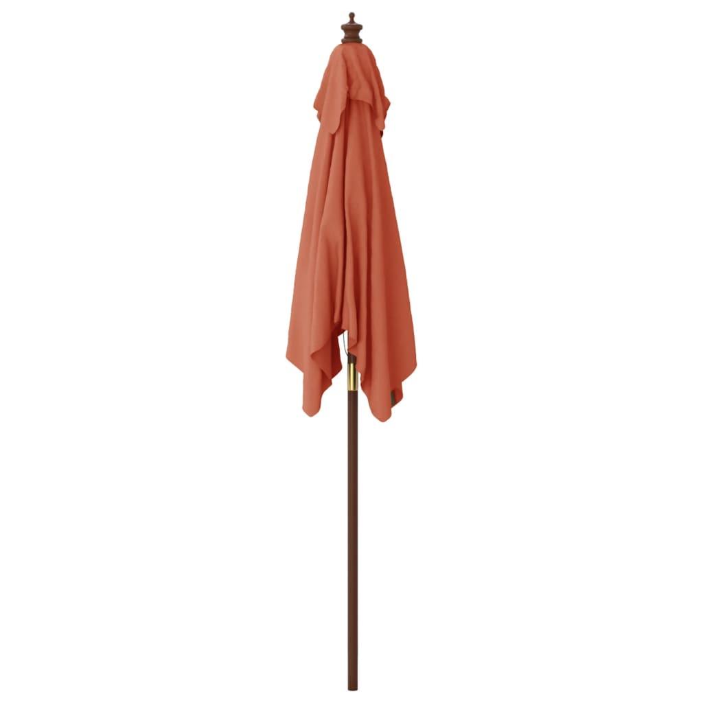 Sombrilla de jardín con poste de madera terracota 198x198x231cm