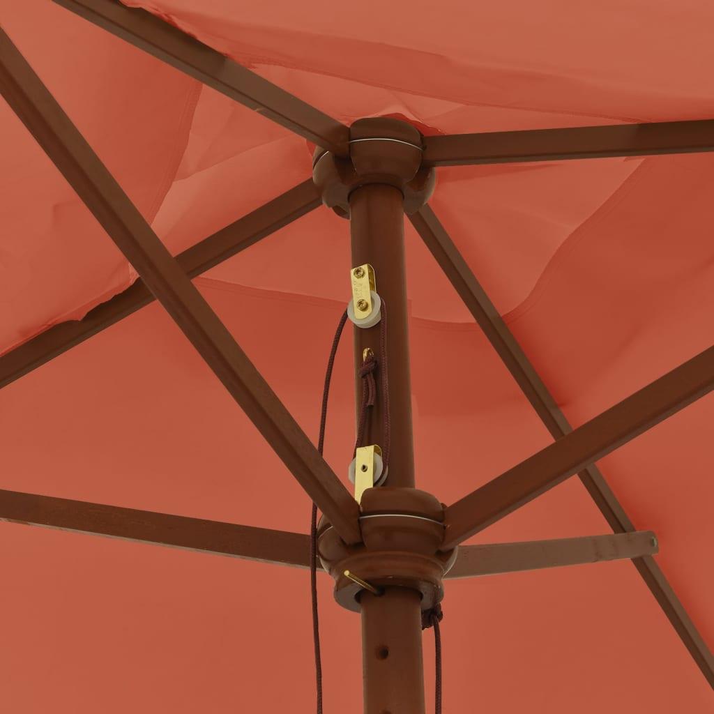 Sombrilla de jardín con poste de madera terracota 198x198x231cm