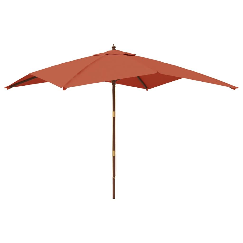 Sombrilla de jardín con poste de madera terracota 300x300x273cm
