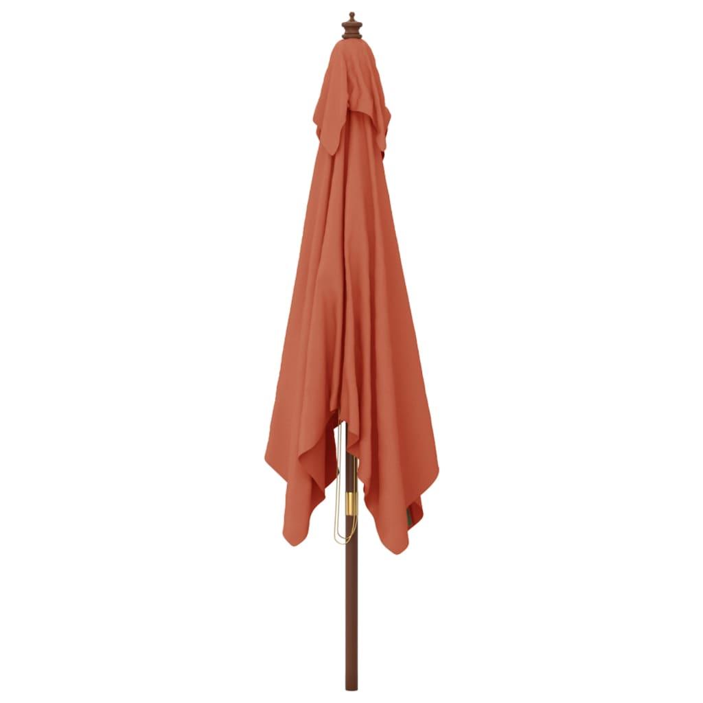 Sombrilla de jardín con poste de madera terracota 300x300x273cm