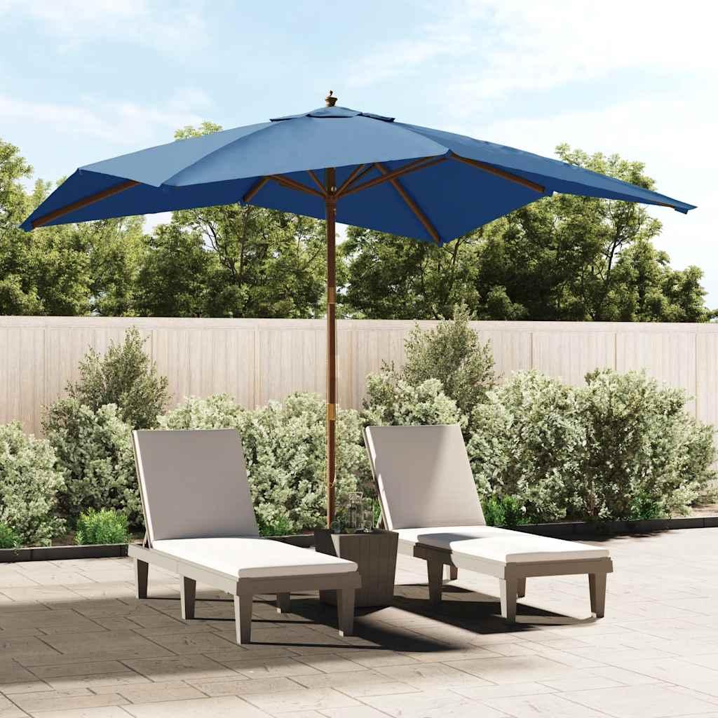 Sombrilla de jardín con poste de madera azul azure 400x273 cm