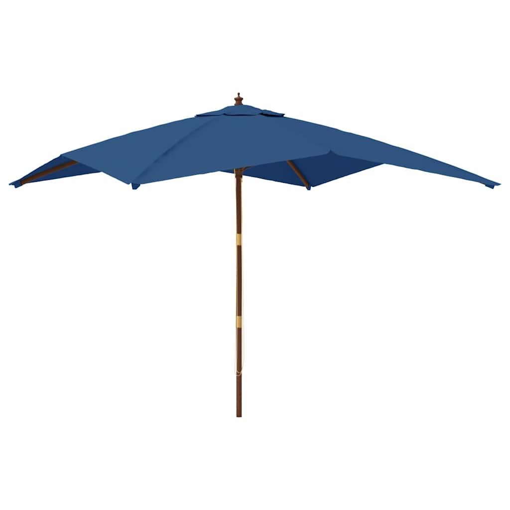 Sombrilla de jardín con poste de madera azul azure 400x273 cm