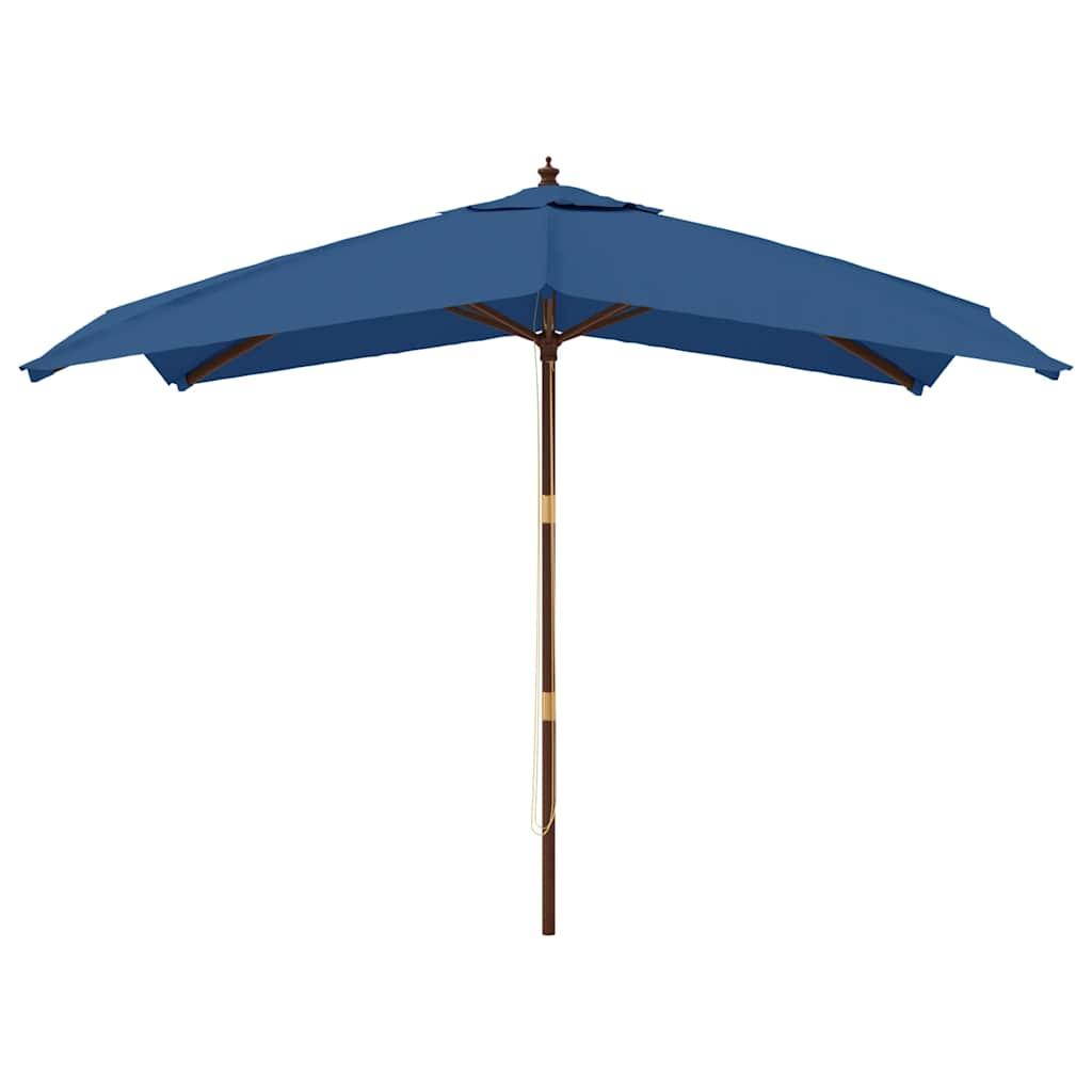 Sombrilla de jardín con poste de madera azul azure 400x273 cm
