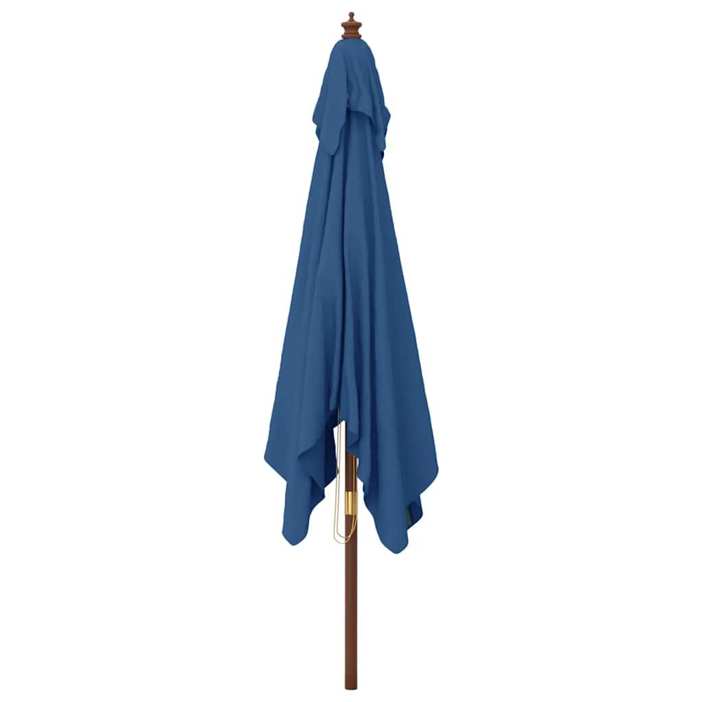 Sombrilla de jardín con poste de madera azul azure 400x273 cm