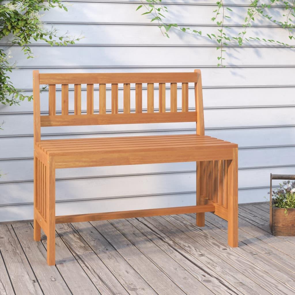 Banco de jardín de madera maciza de eucalipto 110 cm
