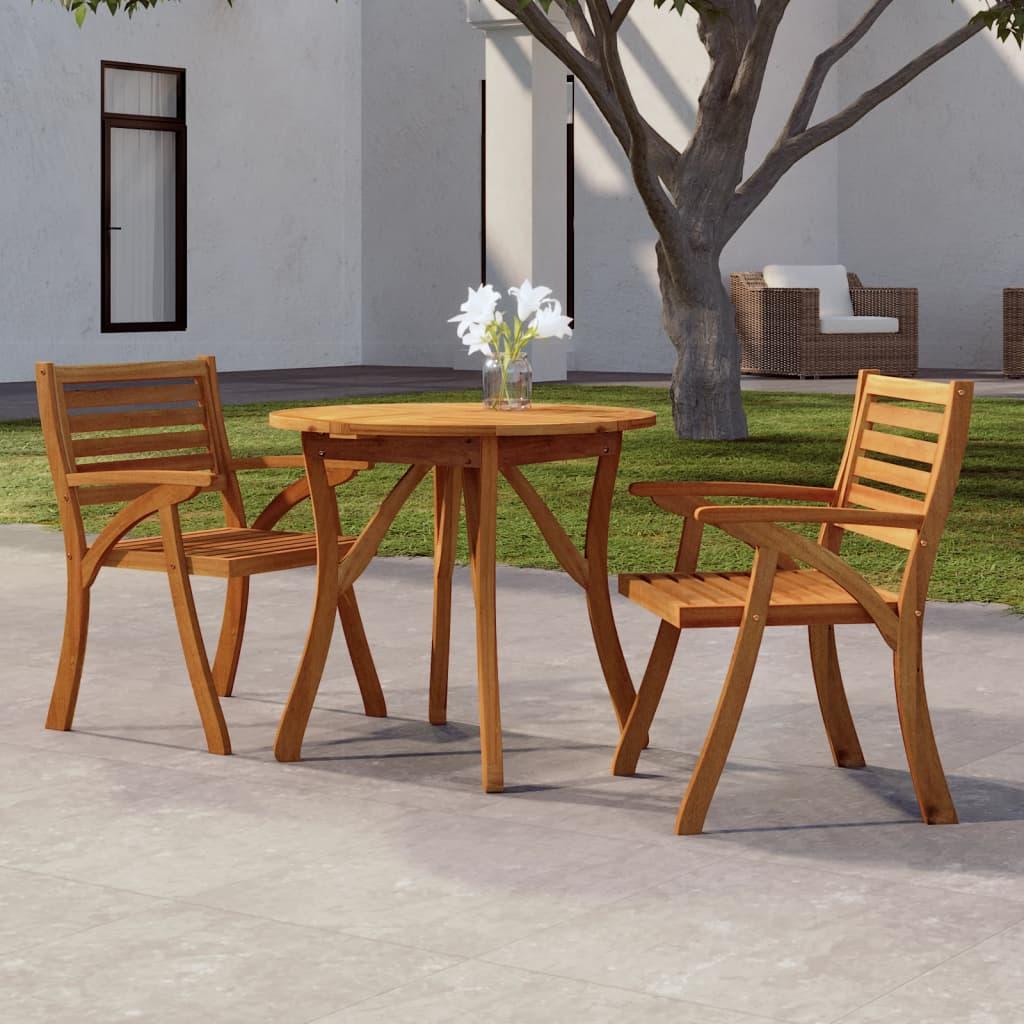 Mesa de jardín madera maciza acacia negro y marrón 123x60x74 cm