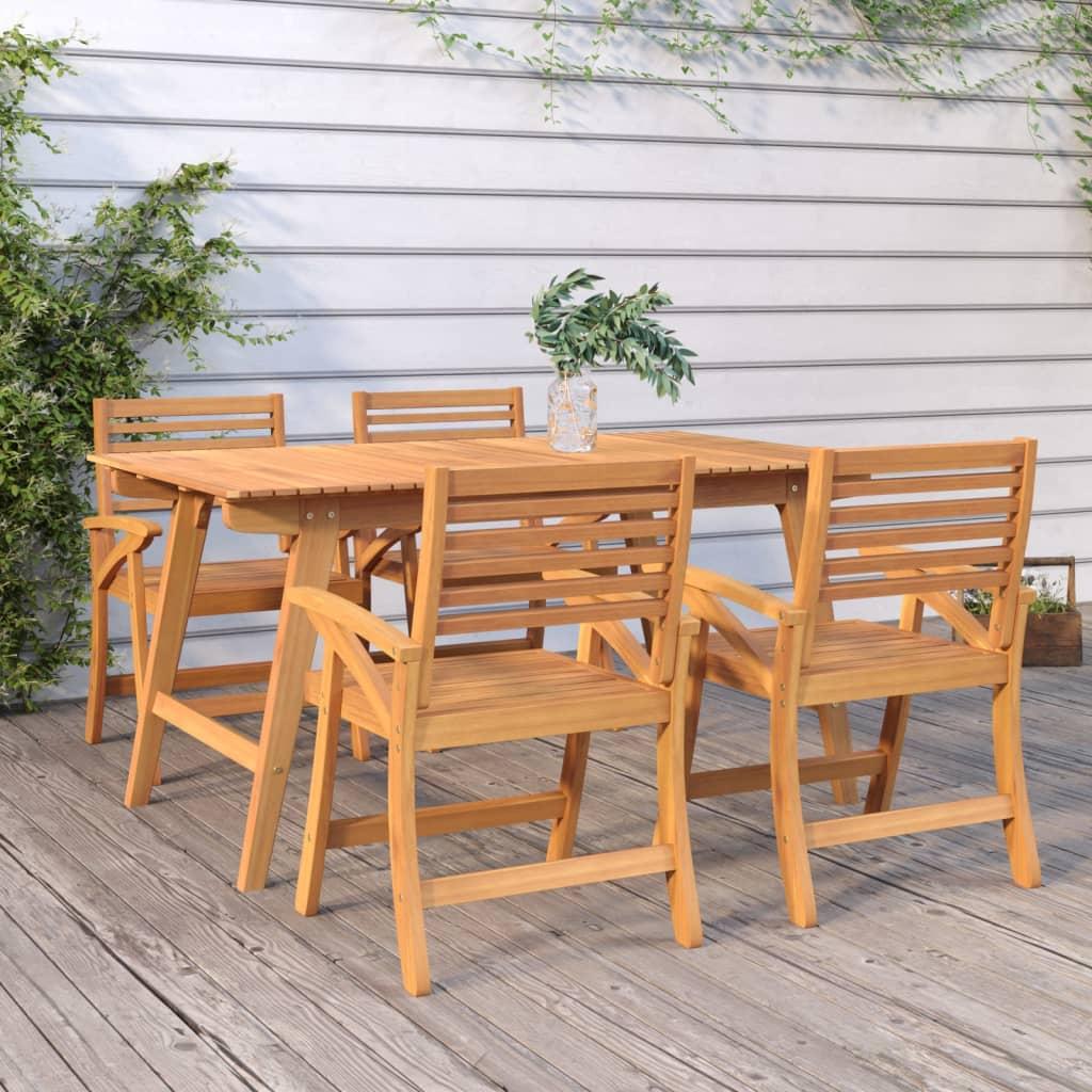 Mesa de jardín madera maciza acacia negro y marrón 123x60x74 cm