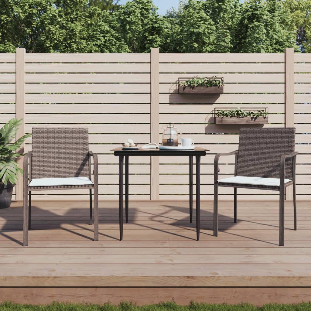 Sillas jardín cojines 2 uds ratán sintético negro 54x62,5x89 cm