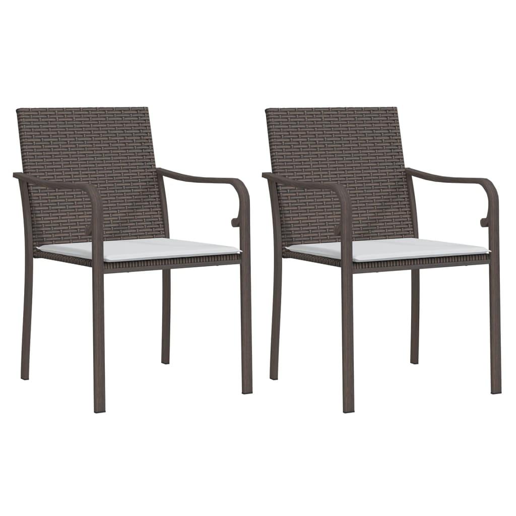 Sillas jardín cojines 2 uds ratán sintético negro 54x62,5x89 cm