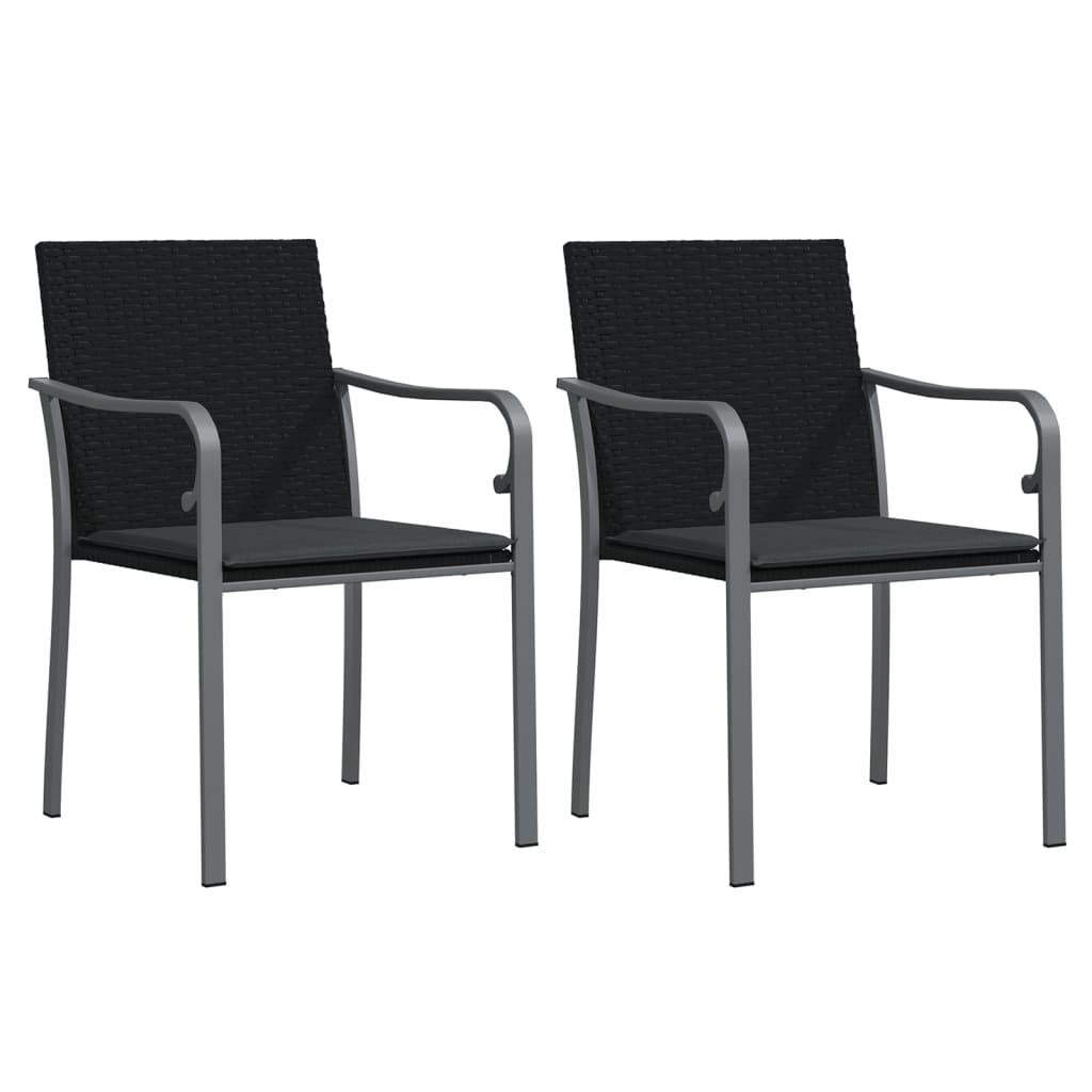 Sillas jardín y cojines 2 uds ratán sintético marrón 56x59x84cm