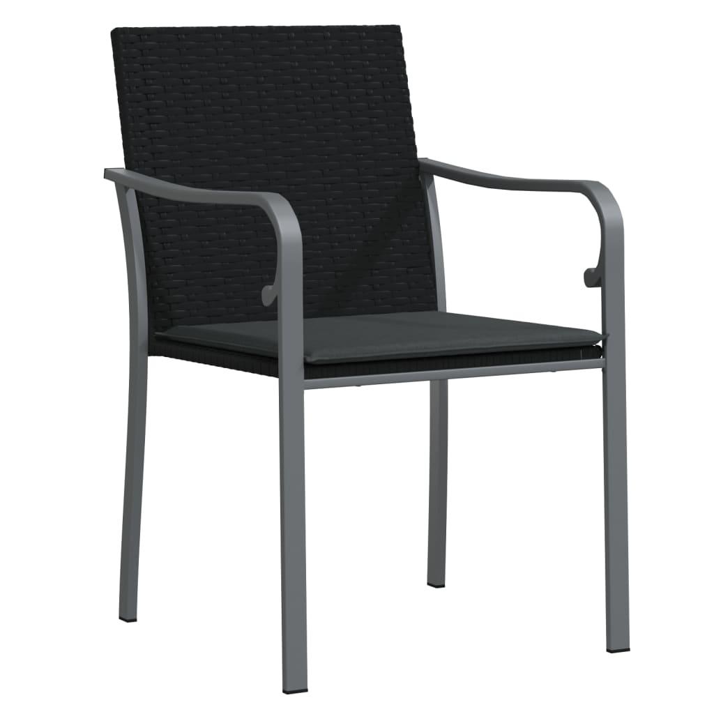 Sillas jardín y cojines 2 uds ratán sintético marrón 56x59x84cm