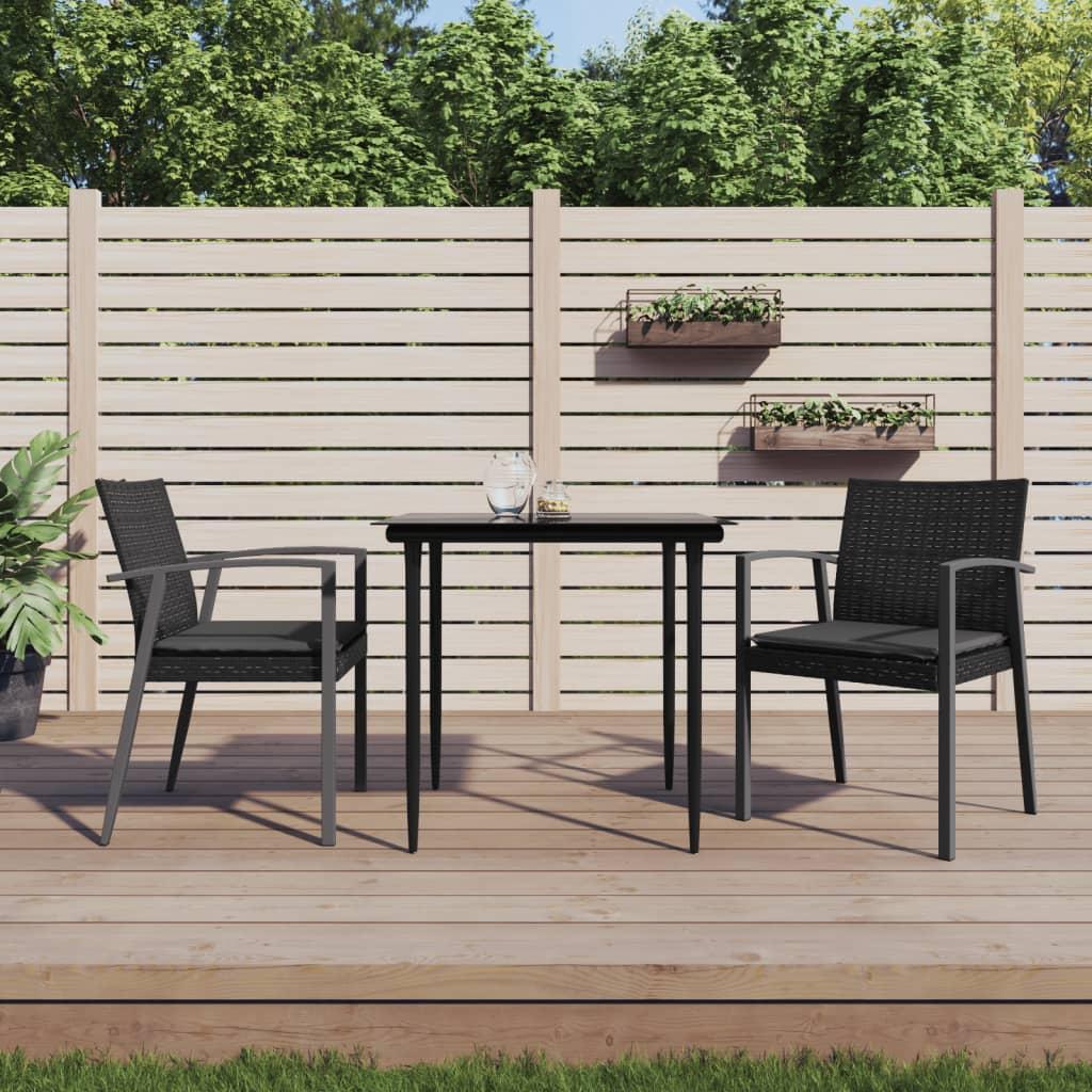 Sillas jardín cojines 2 uds ratán sintético negro 54x62,5x89 cm
