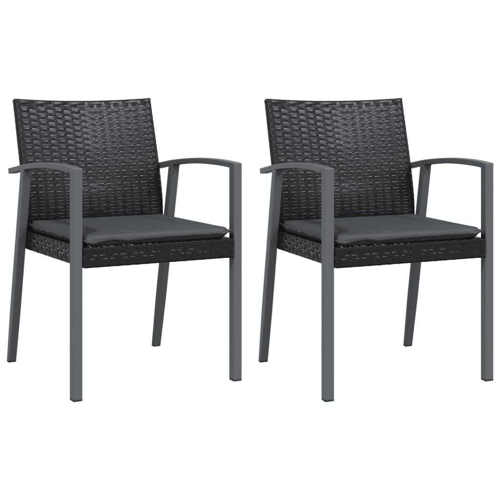 Sillas jardín cojines 2 uds ratán sintético negro 54x62,5x89 cm