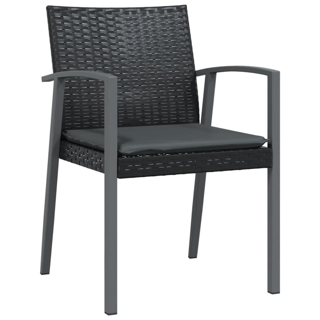 Sillas jardín cojines 2 uds ratán sintético negro 54x62,5x89 cm