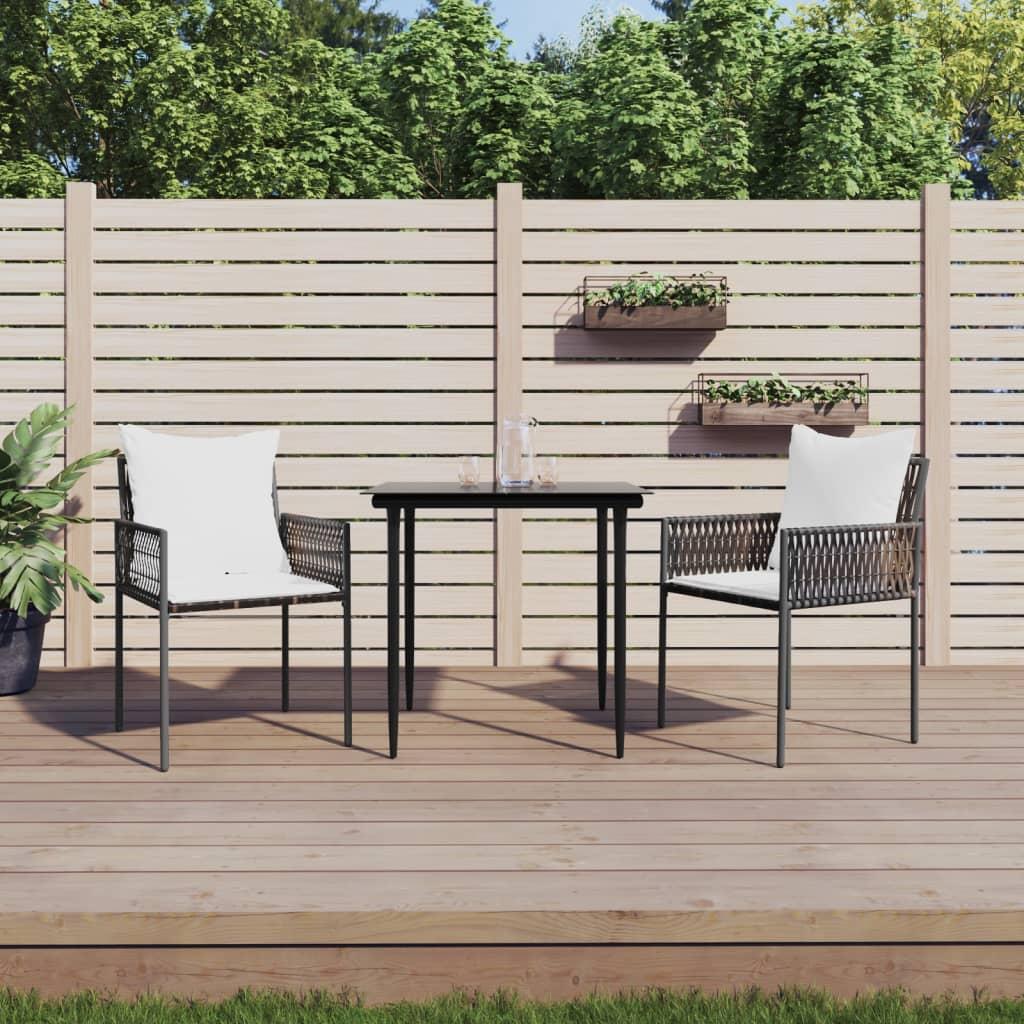 Sillas jardín y cojines 2 uds ratán sintético marrón 56x59x84cm