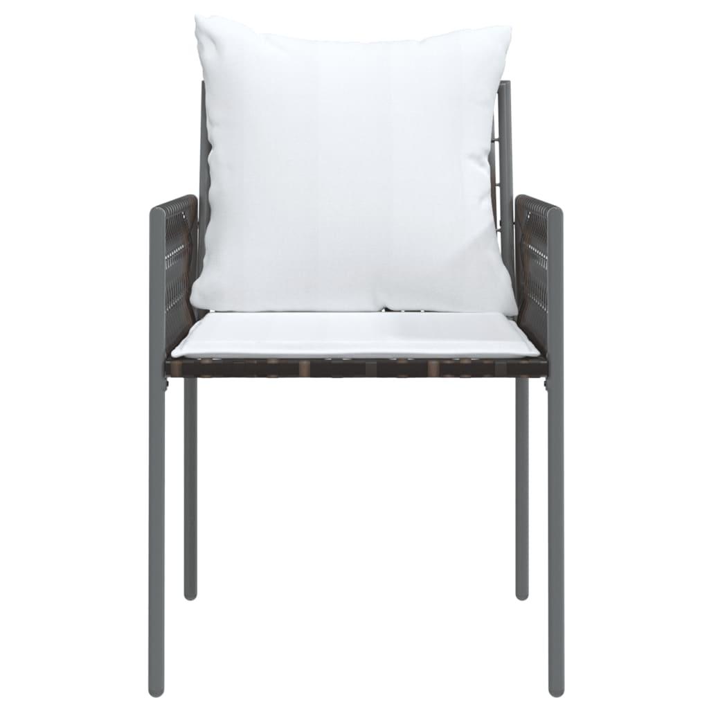 Sillas jardín y cojines 2 uds ratán sintético marrón 56x59x84cm