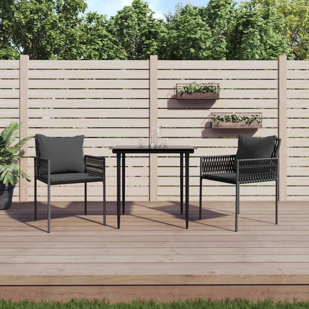 Sillas jardín cojines 2 uds ratán sintético negro 54x62,5x89 cm