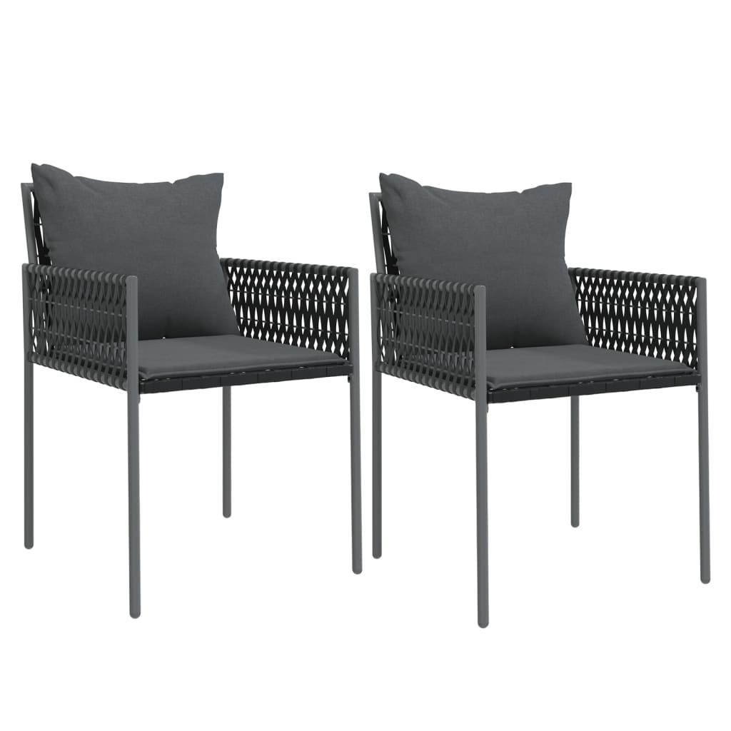 Sillas jardín cojines 2 uds ratán sintético negro 54x62,5x89 cm