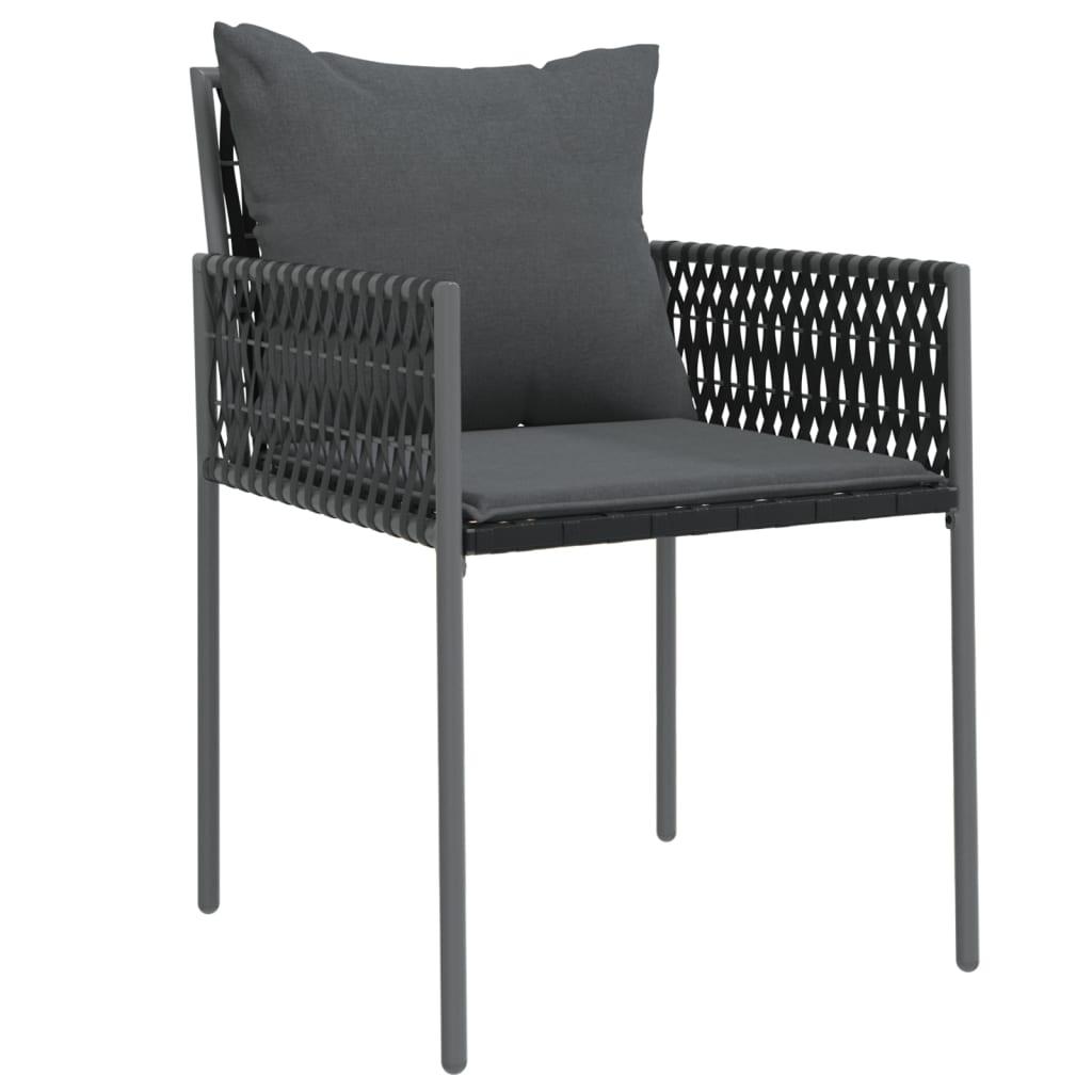 Sillas jardín cojines 2 uds ratán sintético negro 54x62,5x89 cm