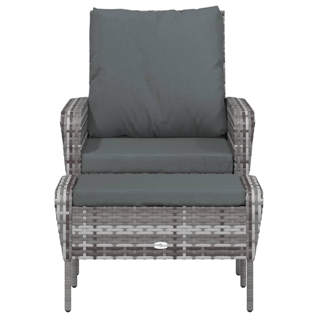 Sillón de jardín con reposapiés ratán sintético marrón claro