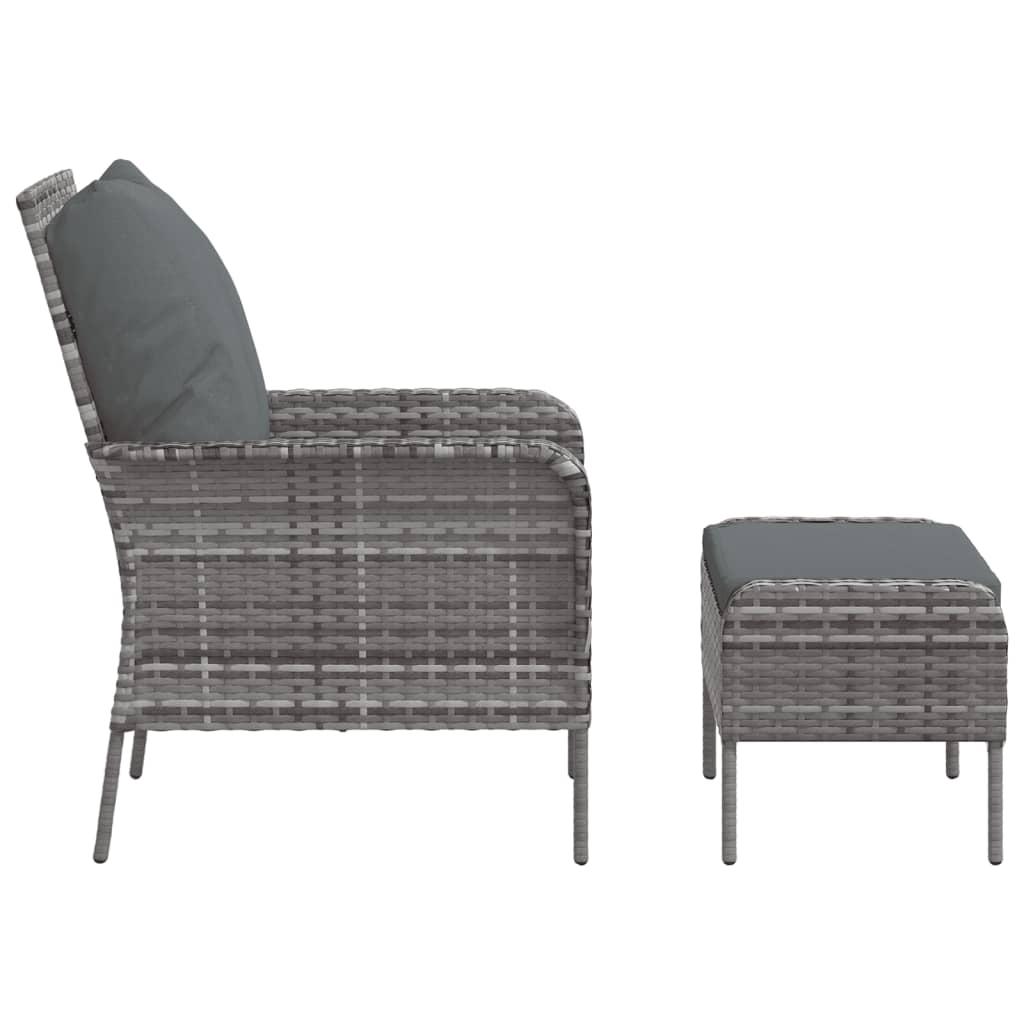 Sillón de jardín con reposapiés ratán sintético marrón claro