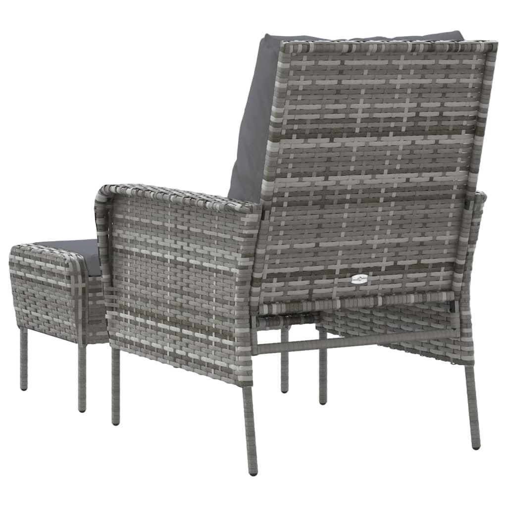 Sillón de jardín con reposapiés ratán sintético marrón claro