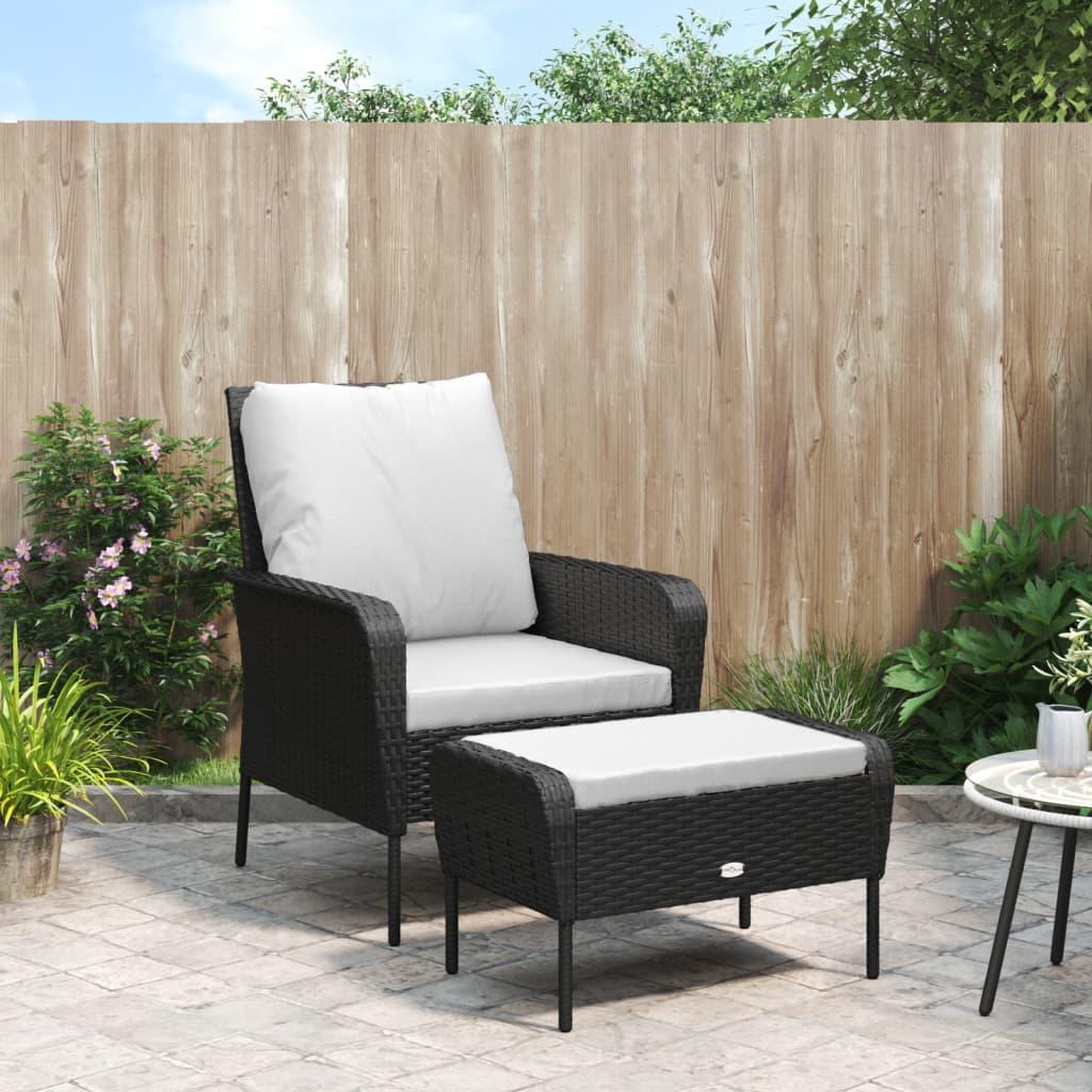 Sillón de jardín con reposapiés ratán sintético marrón claro