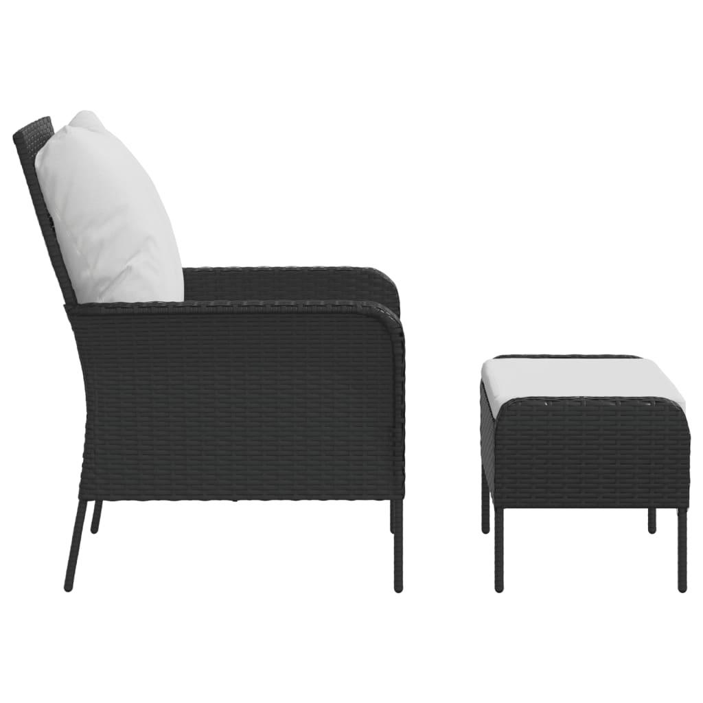 Sillón de jardín con reposapiés ratán sintético marrón claro