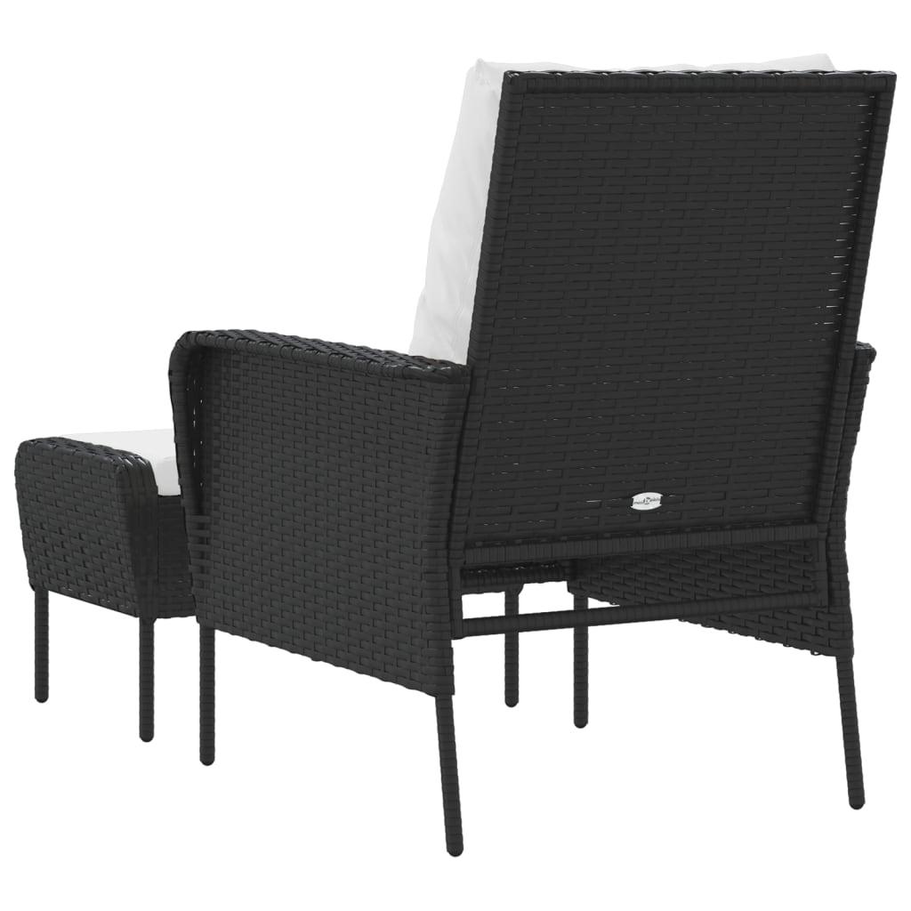 Sillón de jardín con reposapiés ratán sintético marrón claro