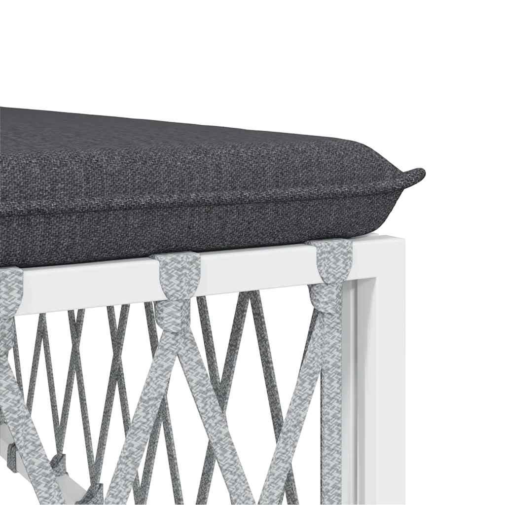 Taburete de jardín con cojín tela tejida gris antracita