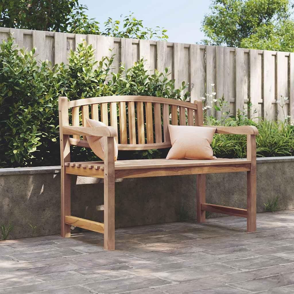 Banco de jardín madera maciza de teca 127x58,5x92,5 cm