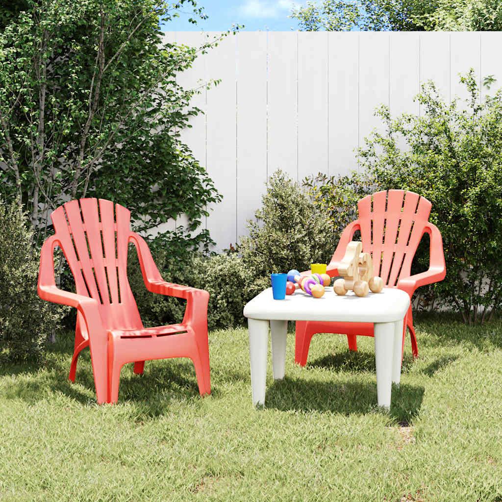 Sillas de jardín niños 2 uds aspecto madera PP rosa 37x34x44 cm