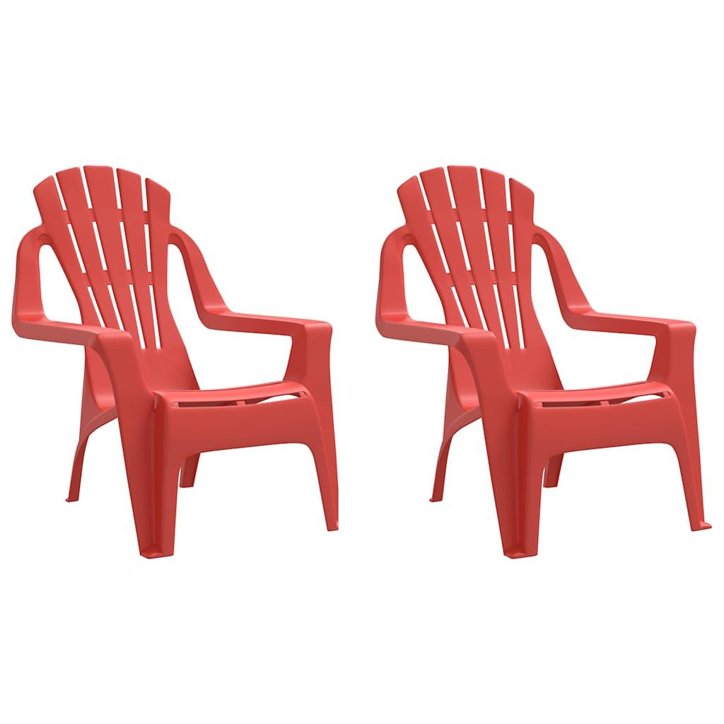 Sillas de jardín niños 2 uds aspecto madera PP rojo 37x34x44 cm