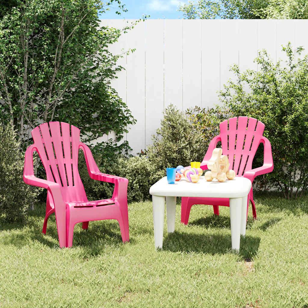 Sillas de jardín niños 2 uds aspecto madera PP azul 37x34x44 cm