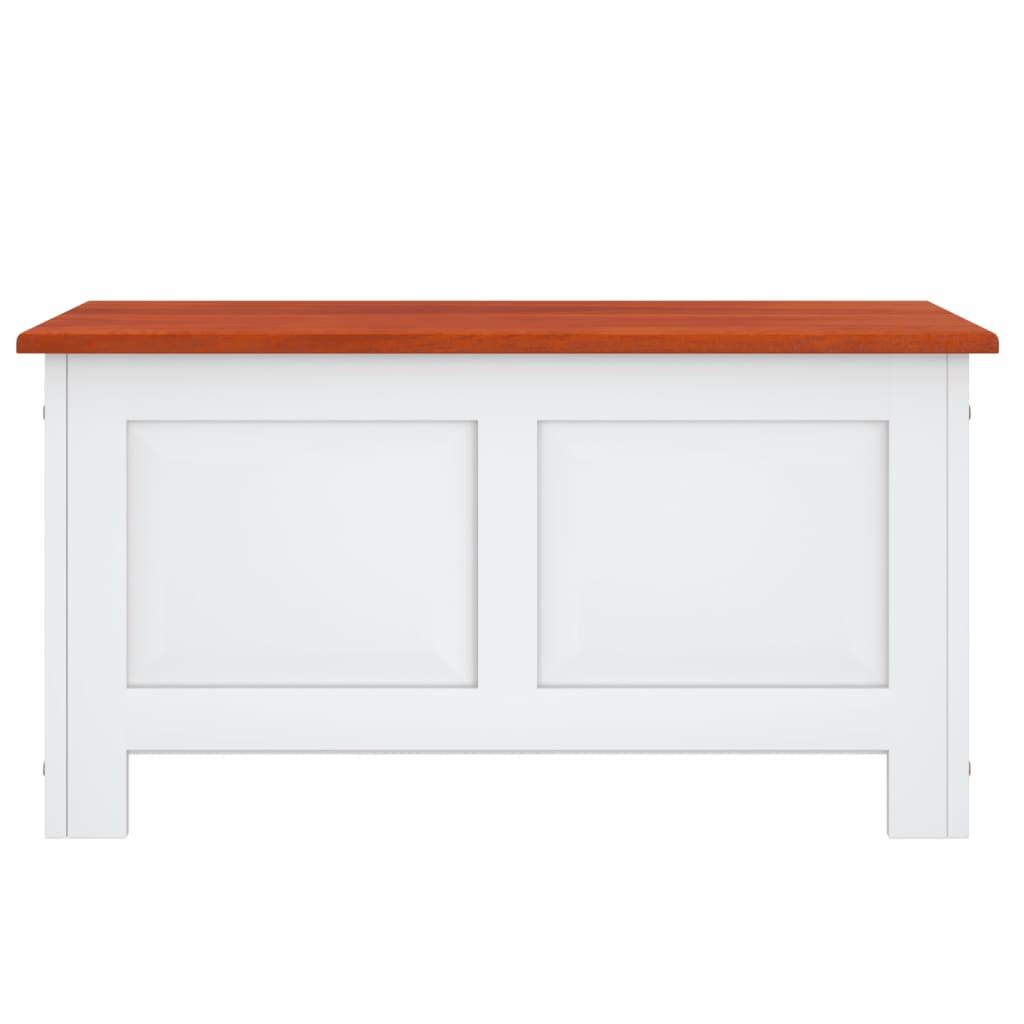 Baúl de almacenaje con tapa madera de acacia marrón y blanco