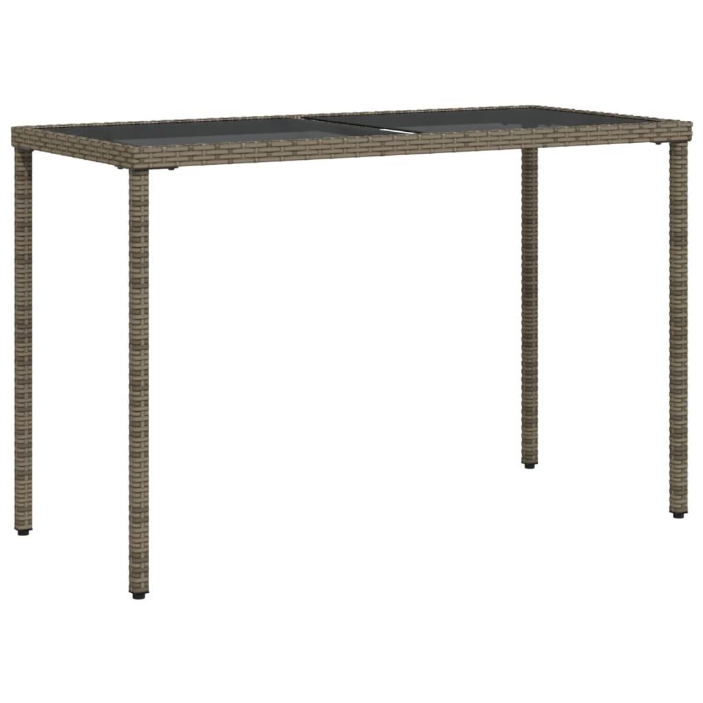 Mesa de jardín superficie de vidrio ratán PE negro 115x54x74 cm