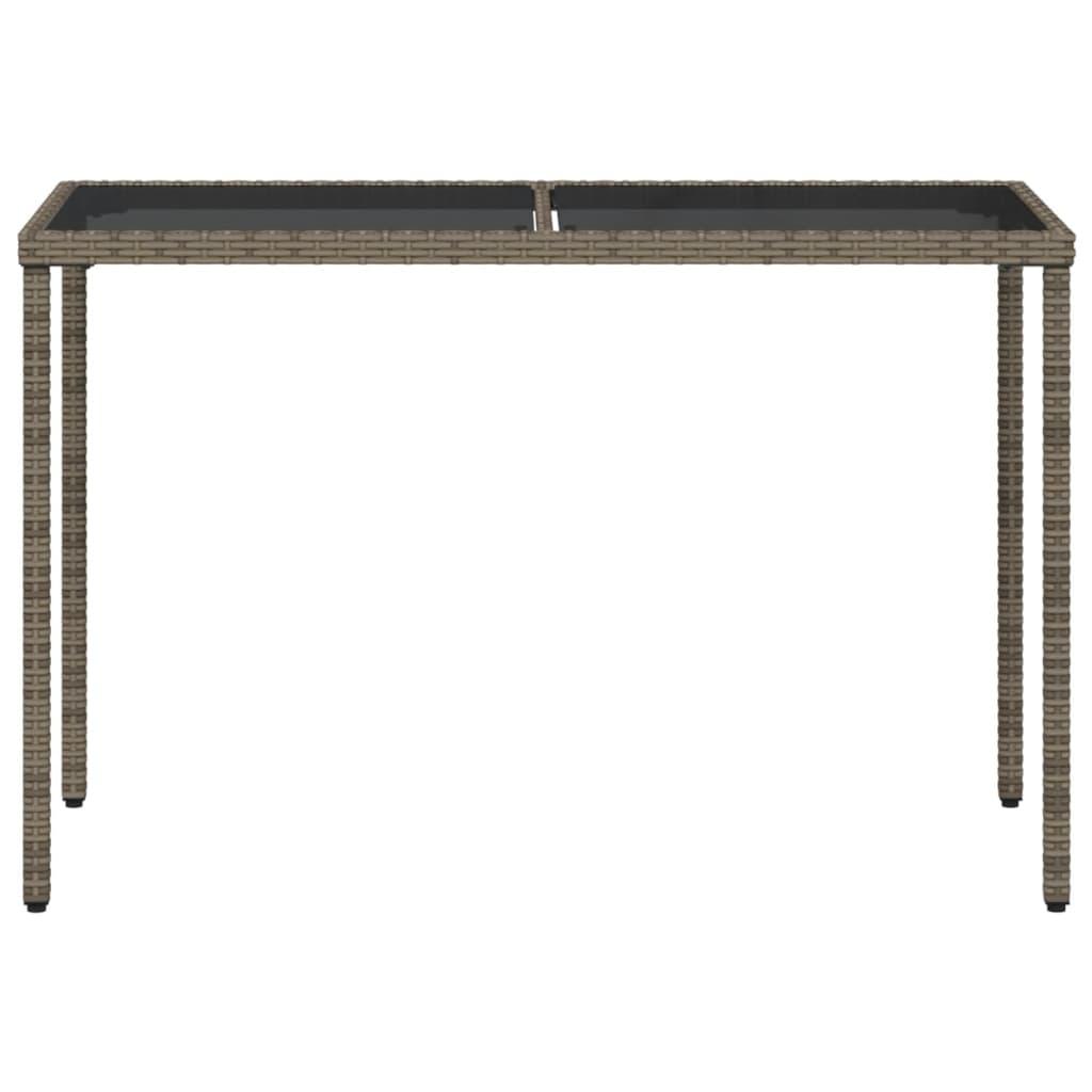 Mesa de jardín superficie de vidrio ratán PE negro 115x54x74 cm