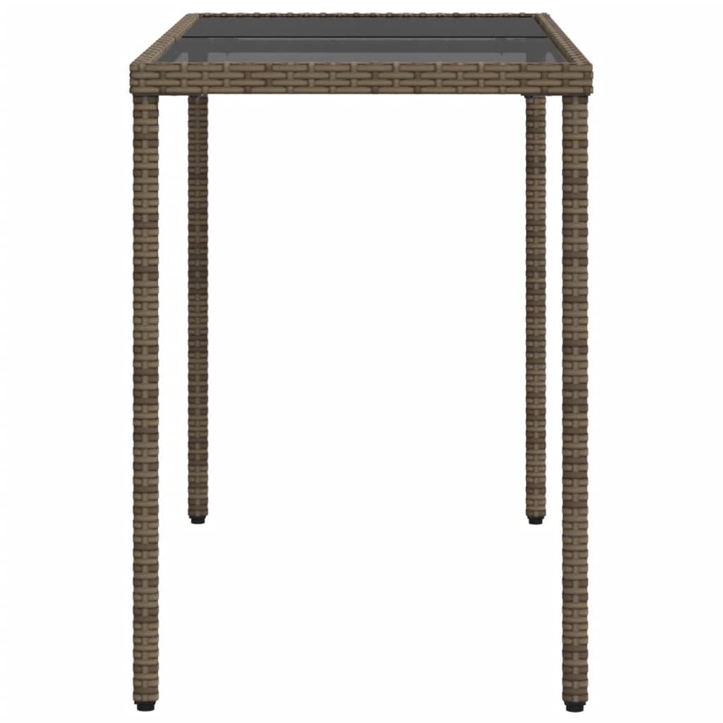 Mesa de jardín superficie de vidrio ratán PE negro 115x54x74 cm